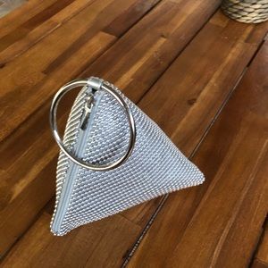 Women's Clutch party Bag silver triangle shape
